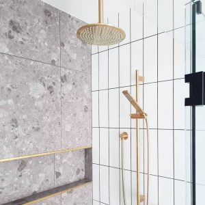 Tile space Affogato tiles and White Gloss subway