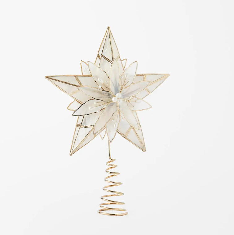 Bed Bath & Table Capiz Poinsettia Topper - Natural Gold