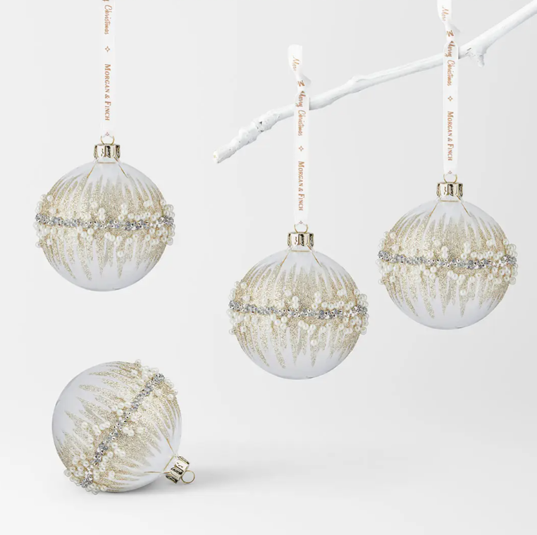 Bed Bath & Table Pear And Diamante Ball Set Of 4