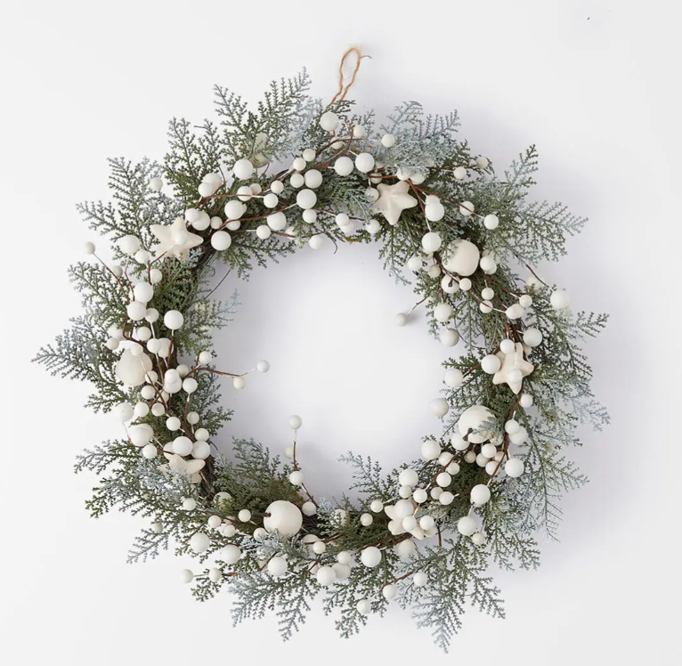 Bed Bath and Table White Berry And Pine Wreath
