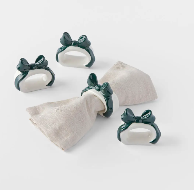 Bed-bath-Table-Ceramic-Bow-Napkin-Ring-Set-Of-4